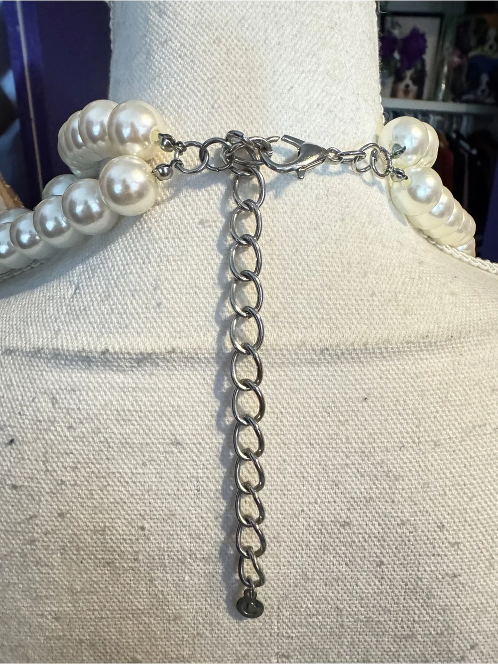 Elegant Pearl Fringe Statement Necklace - White Pearls